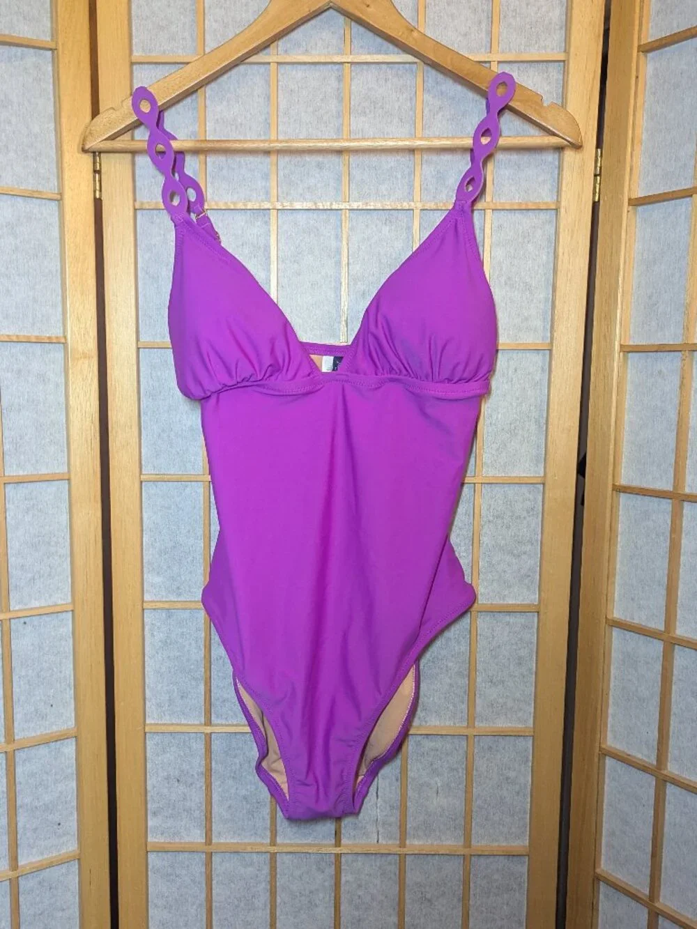 NEW J. Crew Bright Purple Swimsuit One Piece Cut out Strap Small